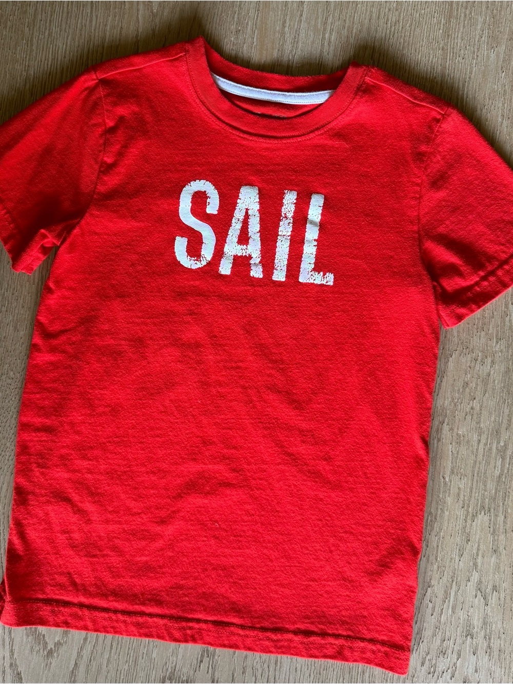 Janie and Jack Boys Sz 6 Red 'SAIL' Graphic Short-Sleeve Tee